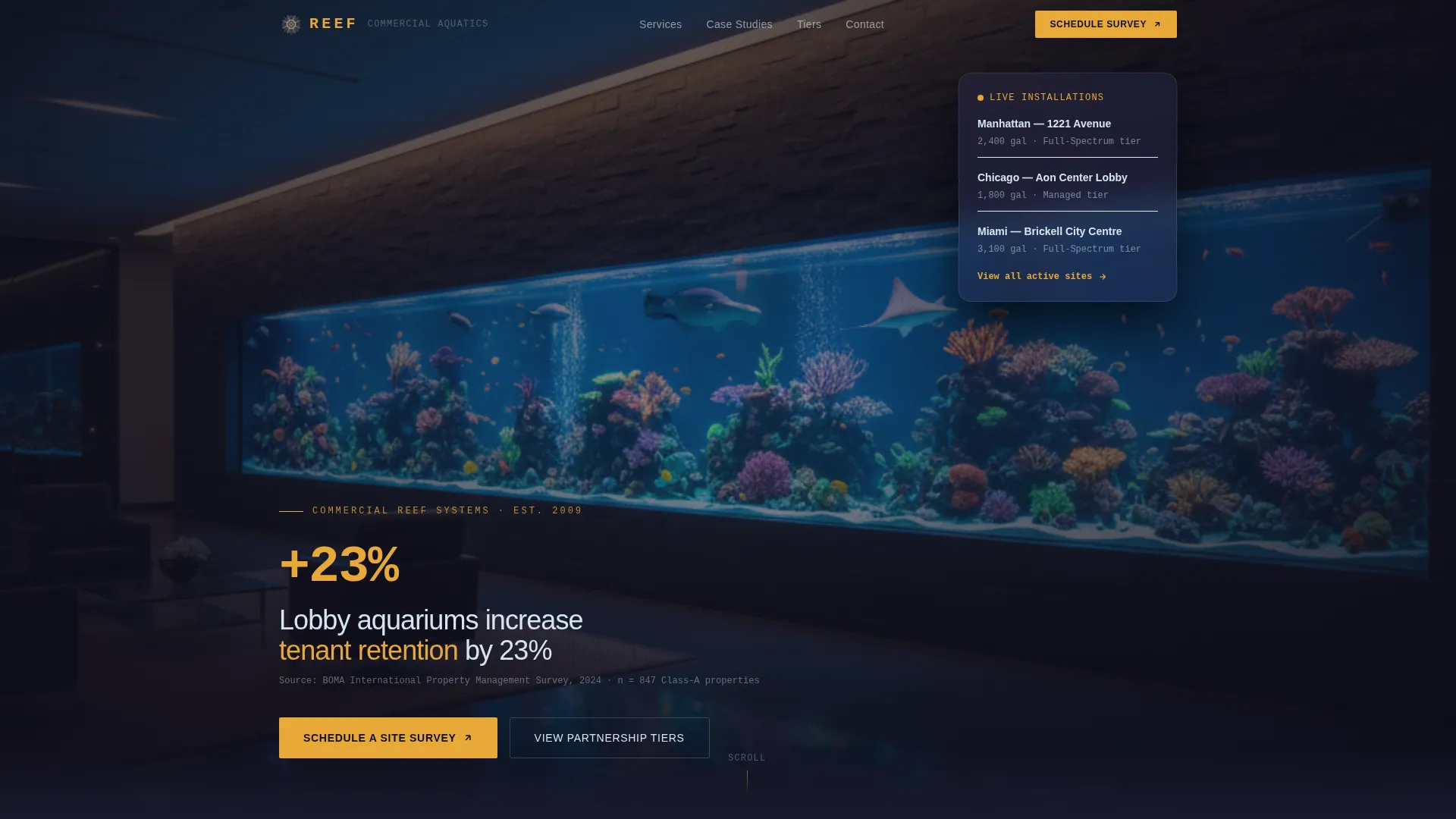 B2B Aquarium Services Comparison Table Landing Page