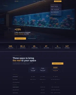 B2B Aquarium Services Comparison Table Landing Page