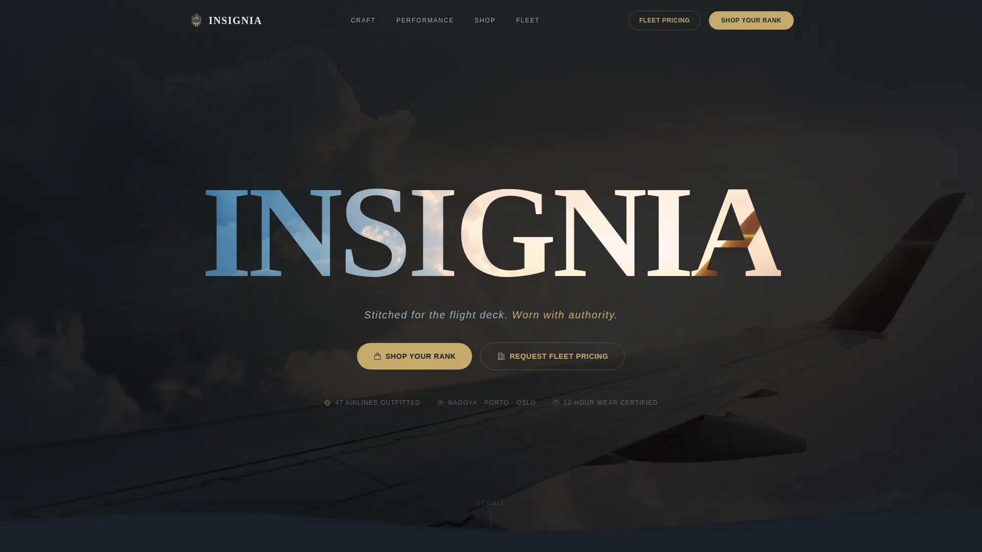 Aviation Uniform Landing Page Template