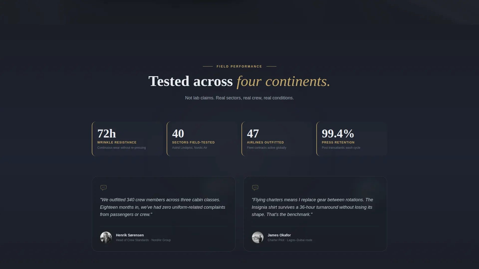 Aviation Uniform Landing Page Template
