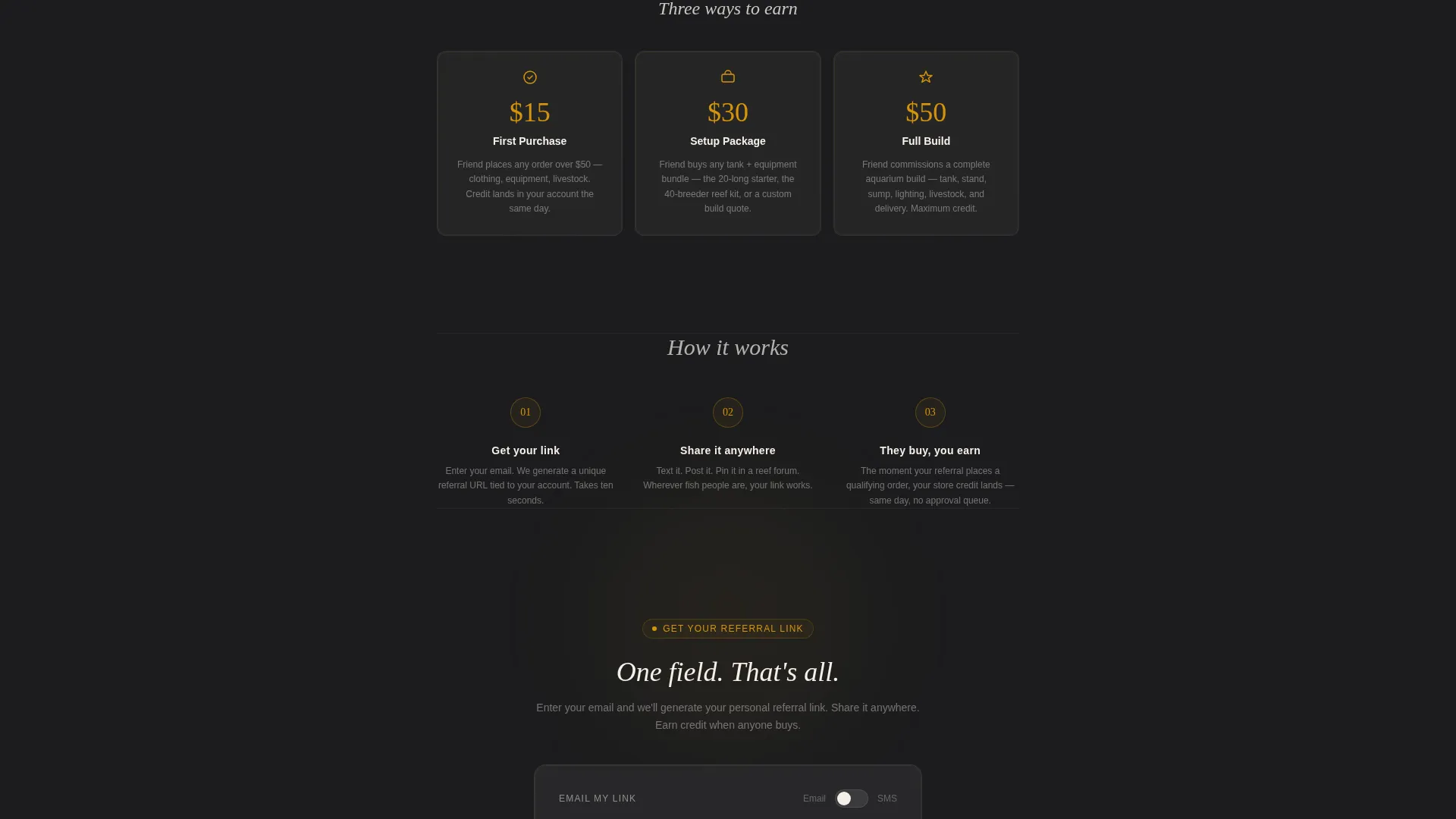 Aquarium Store Referral Program Landing Page Template