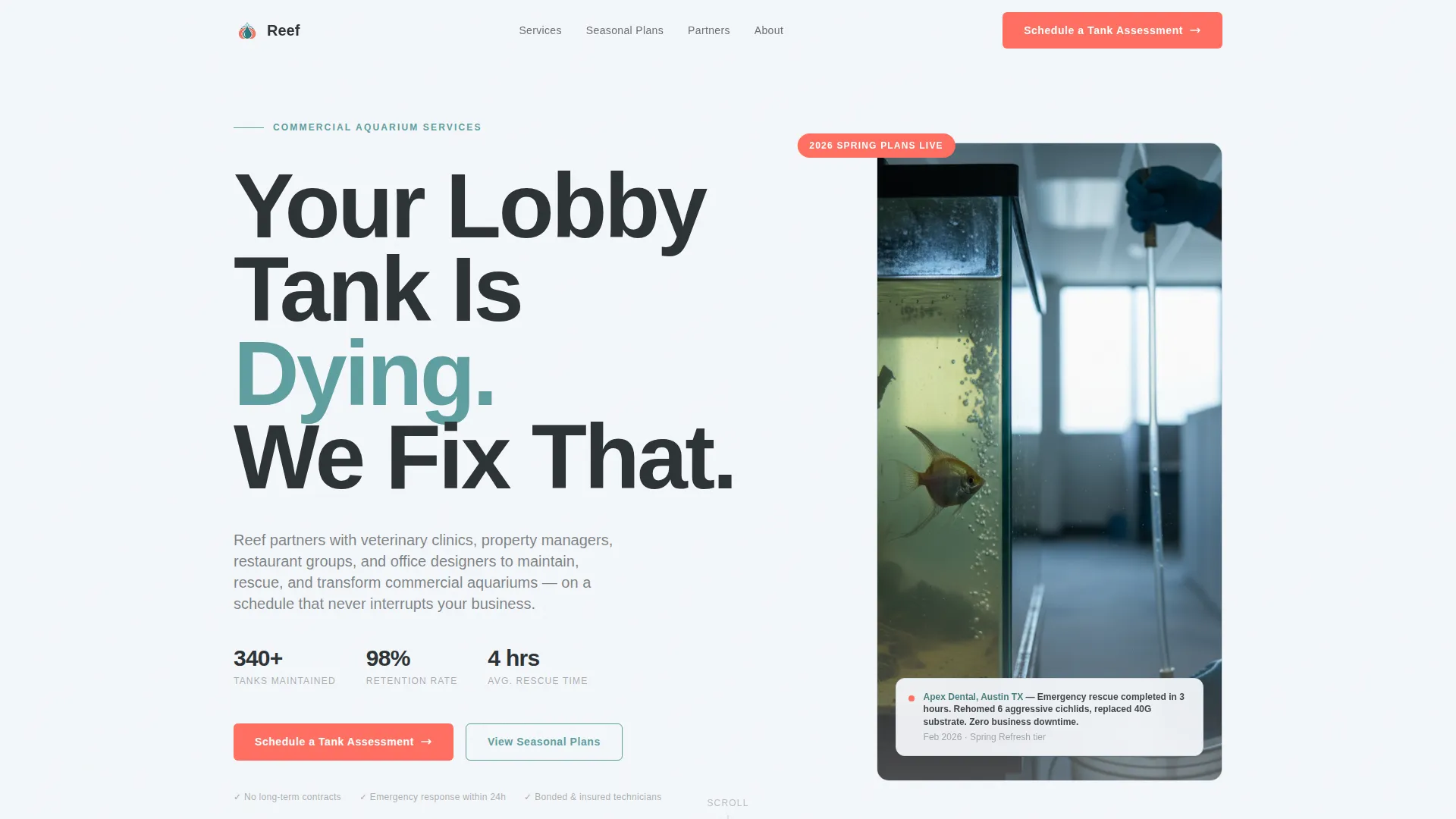 Aquarium Service B2B Comparison Landing Page Template