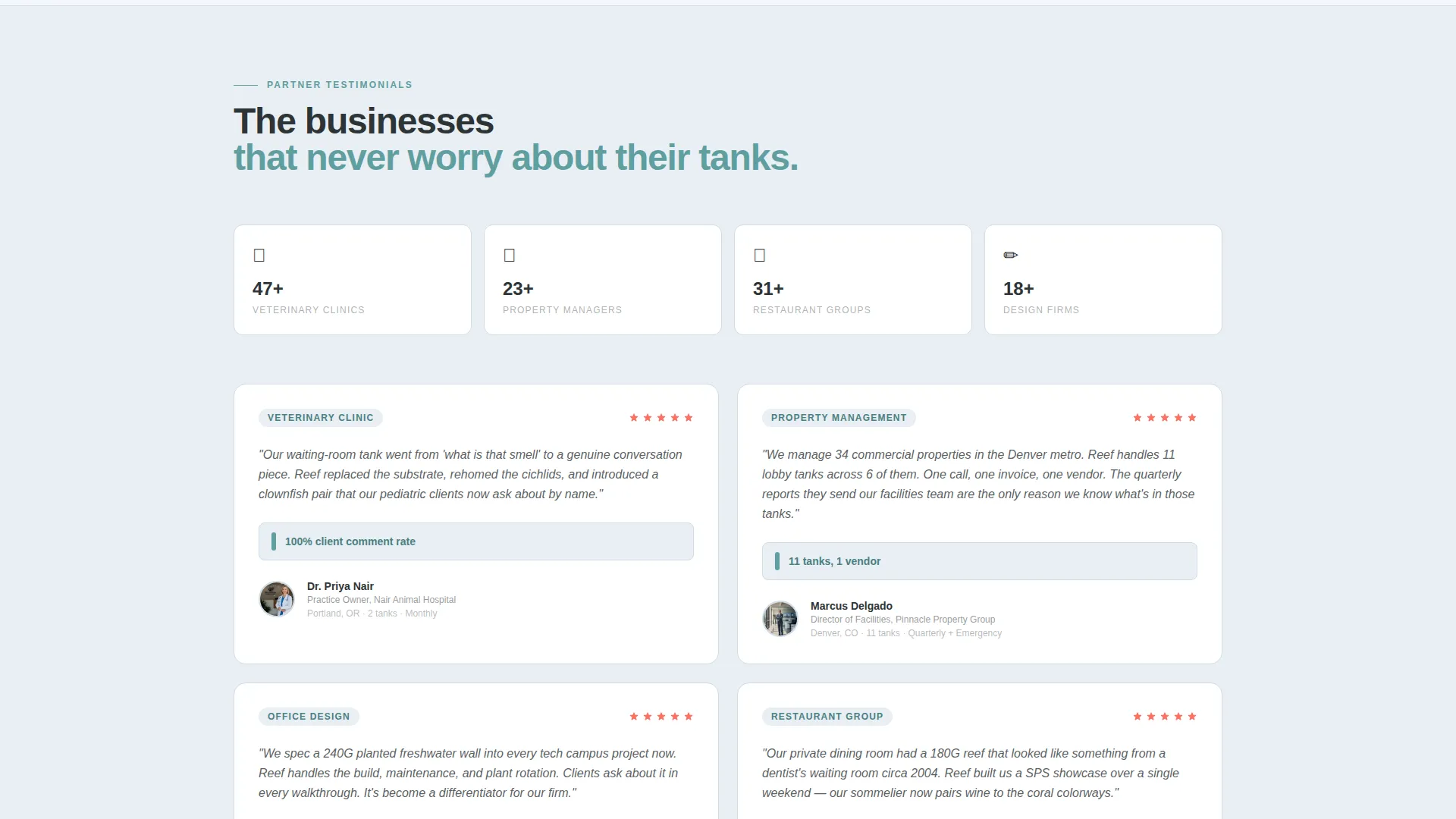 Aquarium Service B2B Comparison Landing Page Template