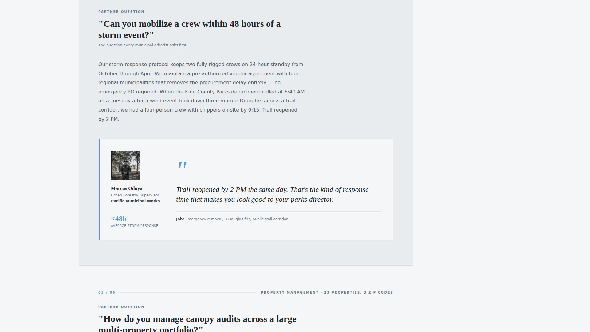 Arborist FAQ & Common Questions Website Template