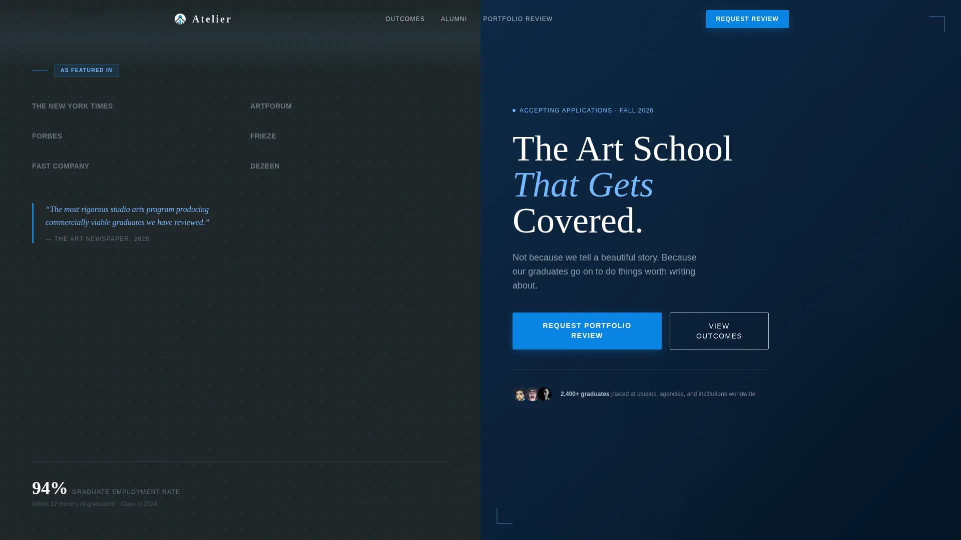 Art School Marketing Careers & Recruitment Website Template