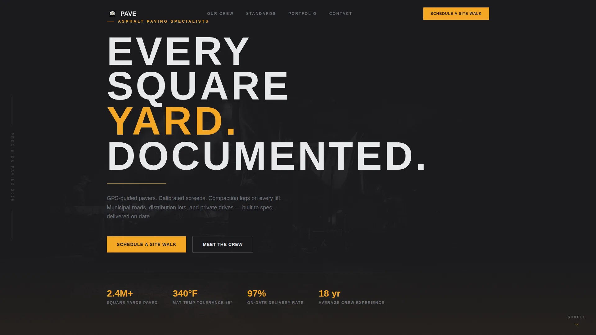 Precision Asphalt Contractor Landing Page Template