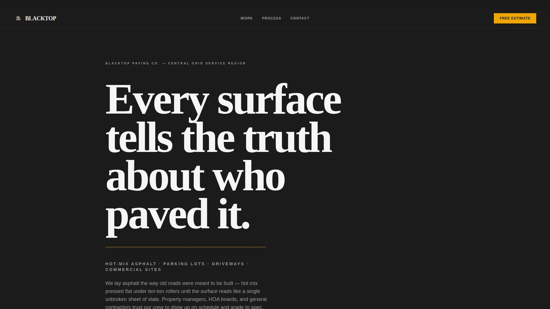 Asphalt Paving Service Area Landing Page Template