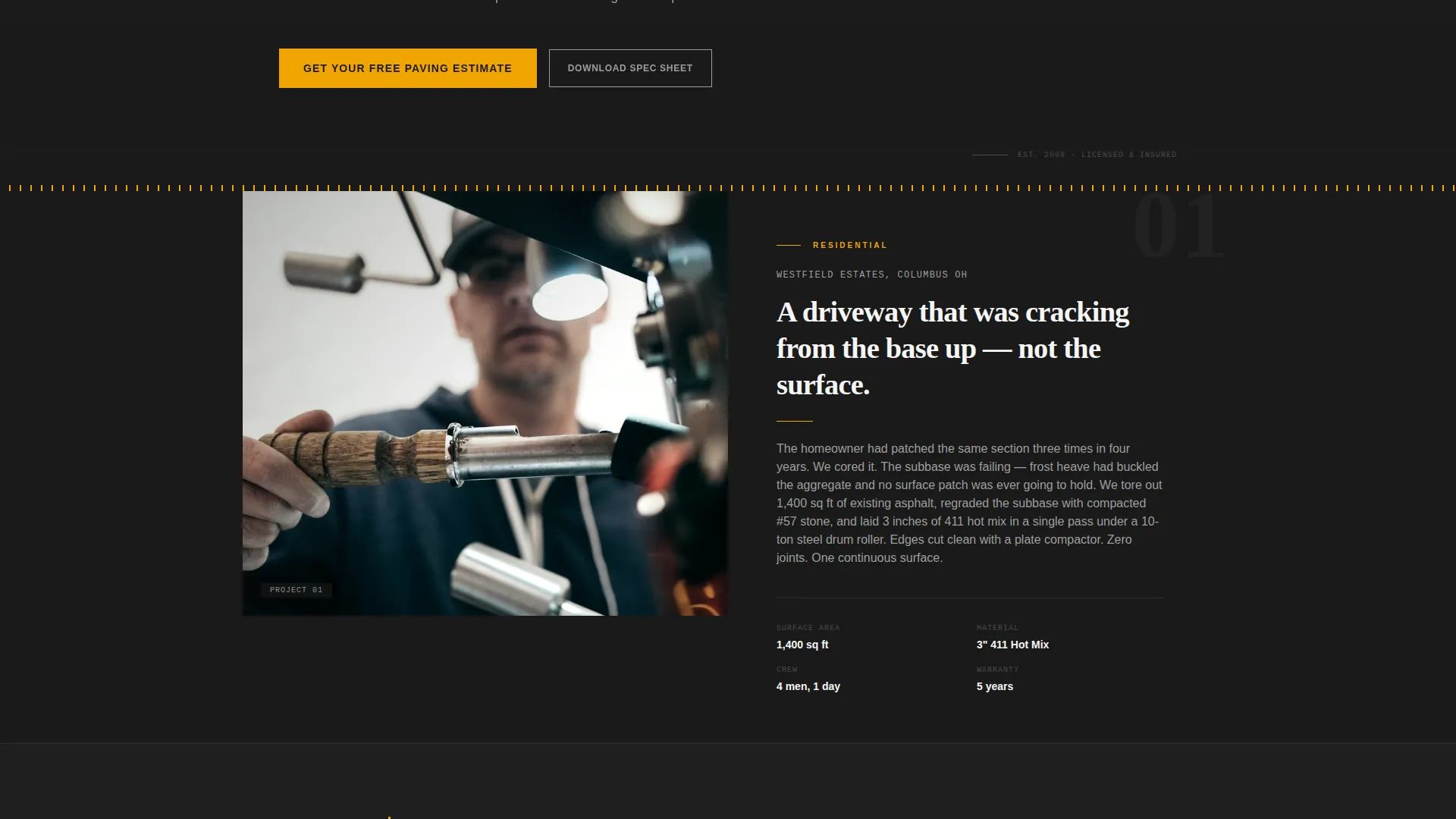 Asphalt Paving Service Area Landing Page Template