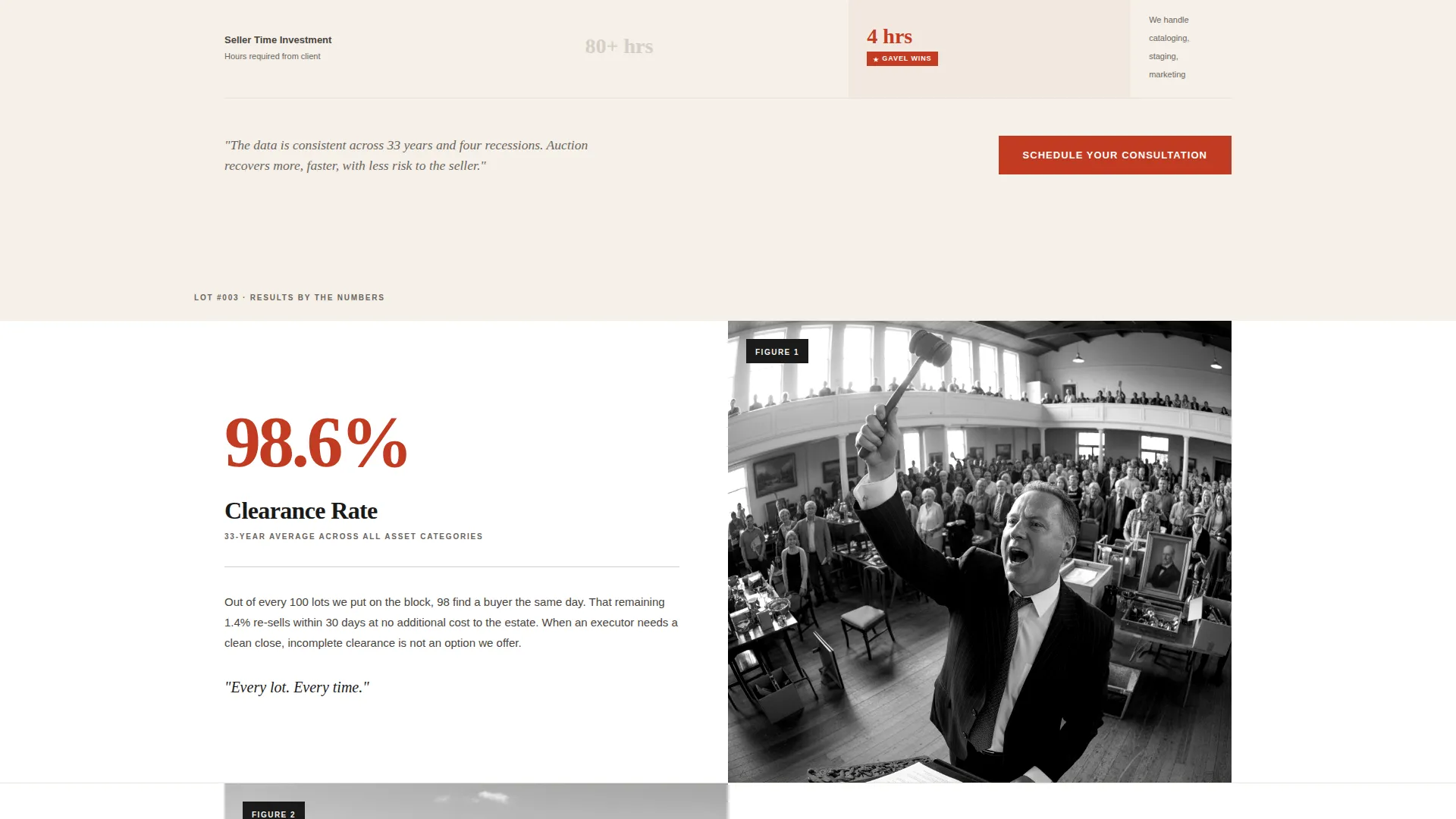 Auctioneer Landing Page Template for Bookings