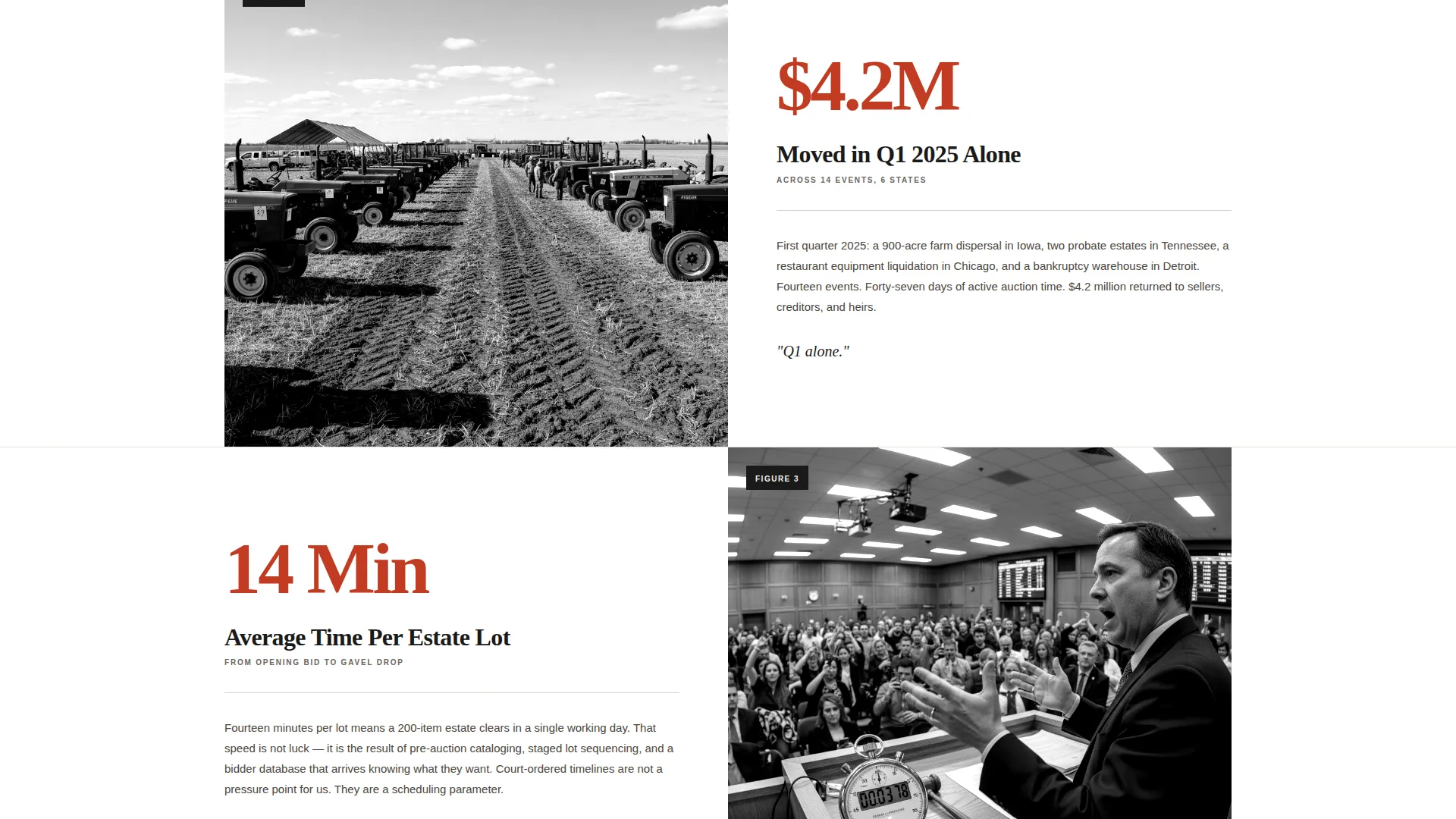Auctioneer Landing Page Template for Bookings