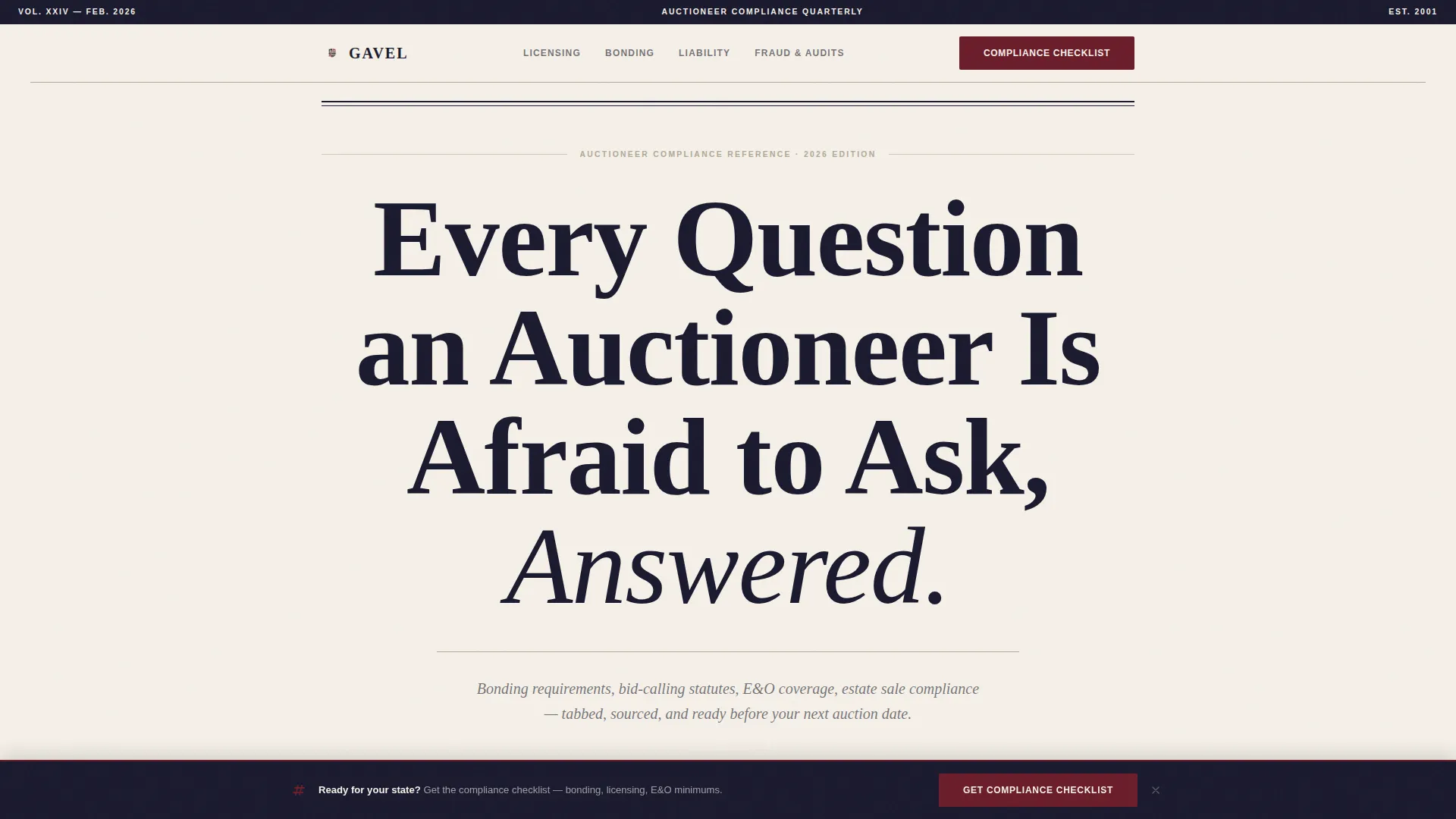 Auctioneer Compliance FAQ & Resource Landing Page