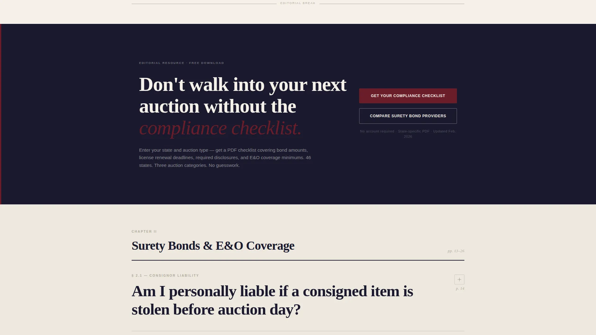 Auctioneer Compliance FAQ & Resource Landing Page
