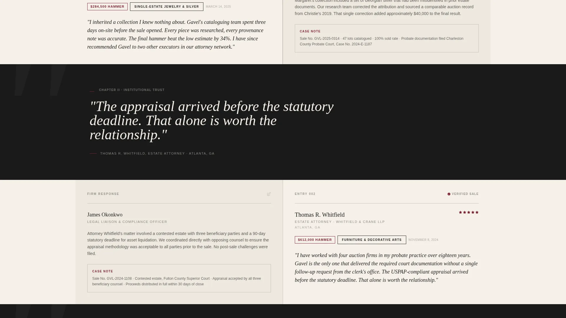 Reviews Landing Page Template - Gavel by Auctioneer
