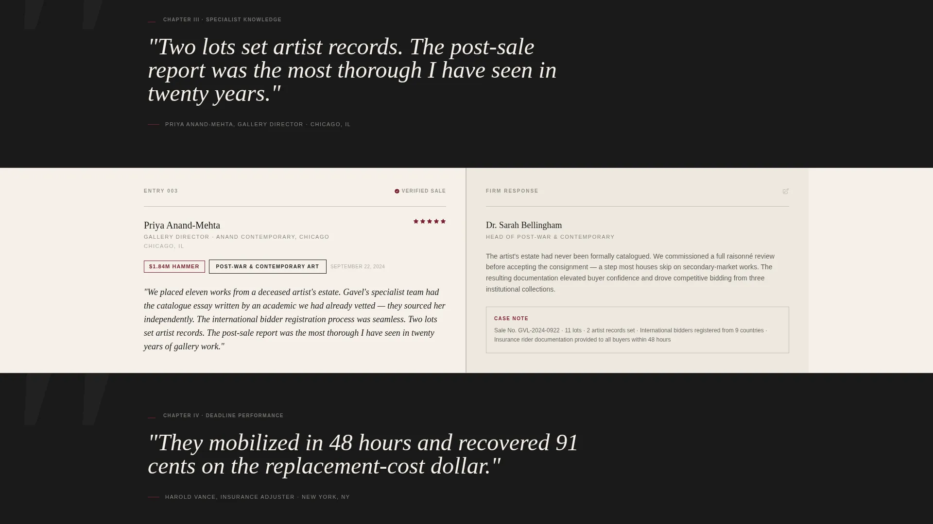 Reviews Landing Page Template - Gavel by Auctioneer
