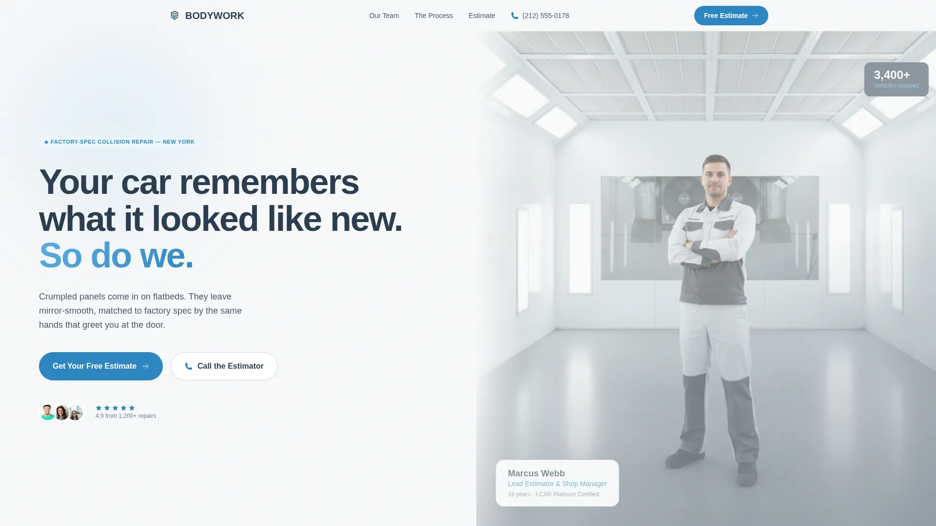 Auto Body Shop Free Estimate Landing Page Template