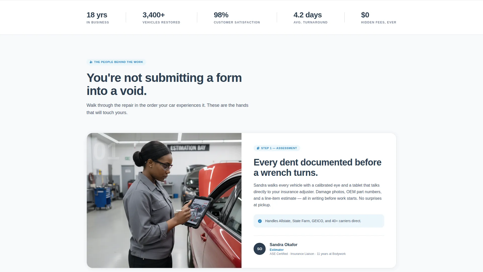 Auto Body Shop Free Estimate Landing Page Template
