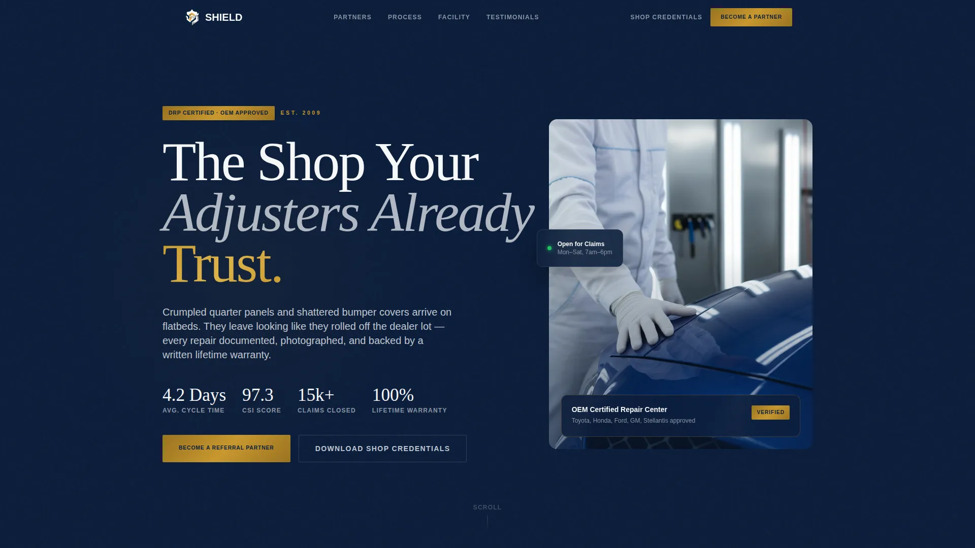 Auto Body Shop Referral Partner Landing Page