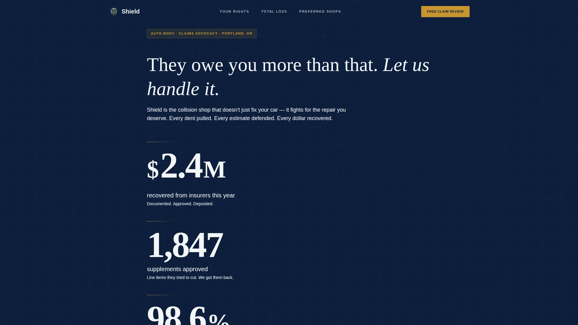 Auto Body Landing Page Template for Claim Authority