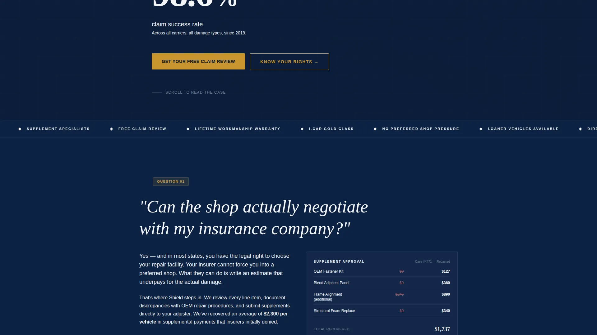 Auto Body Landing Page Template for Claim Authority