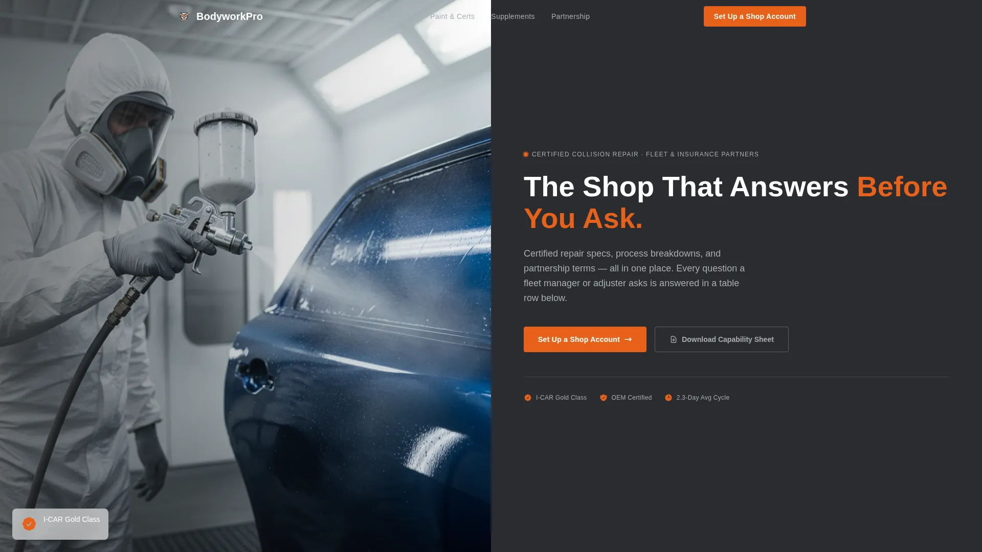 Auto Body Shop B2B Landing Page Template