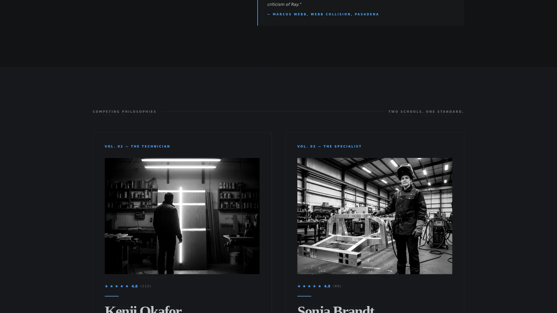 Auto Body Technician Reviews Landing Page Template