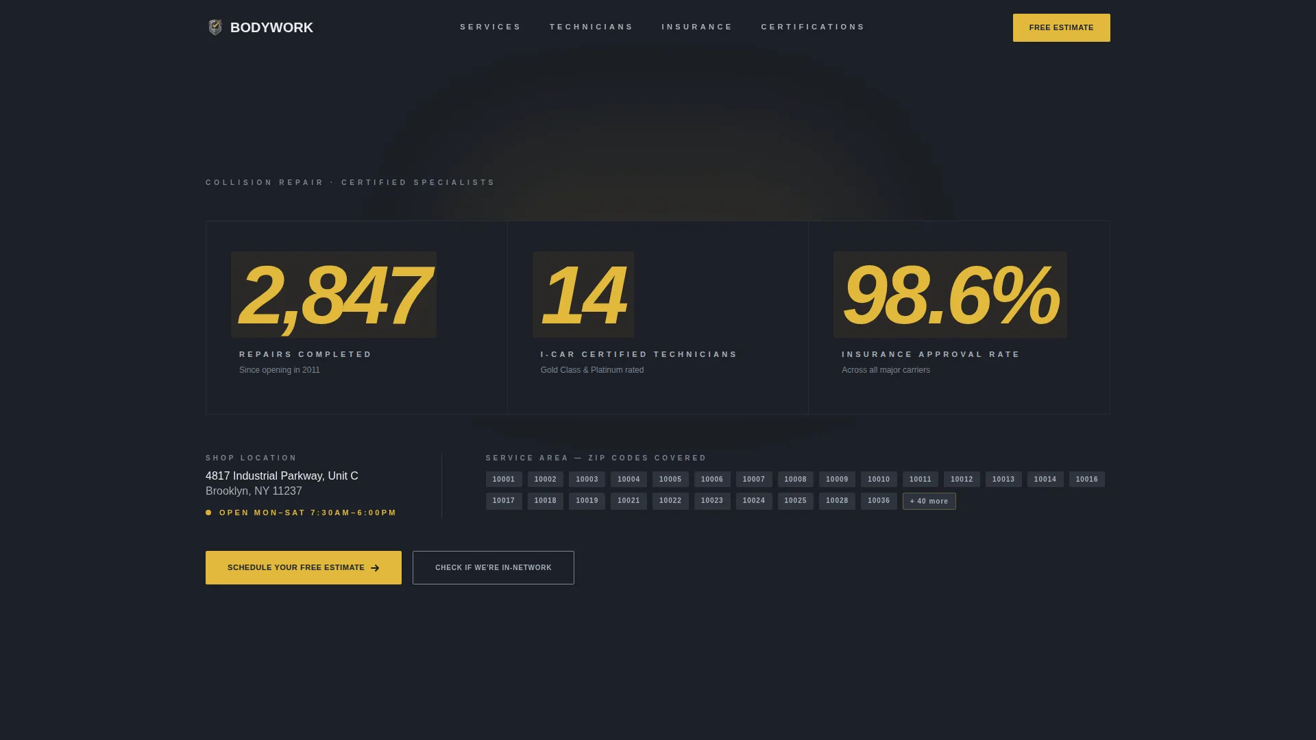 Auto Body Shop Landing Page Template