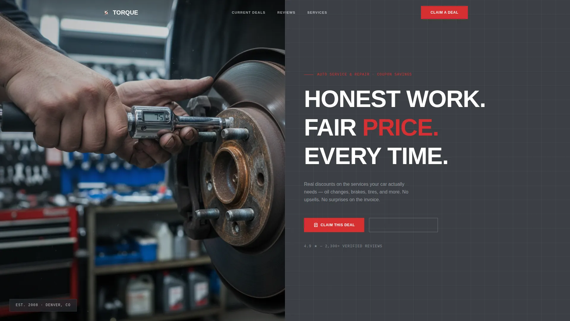 Auto Mechanic Coupon & Discount Landing Page Template