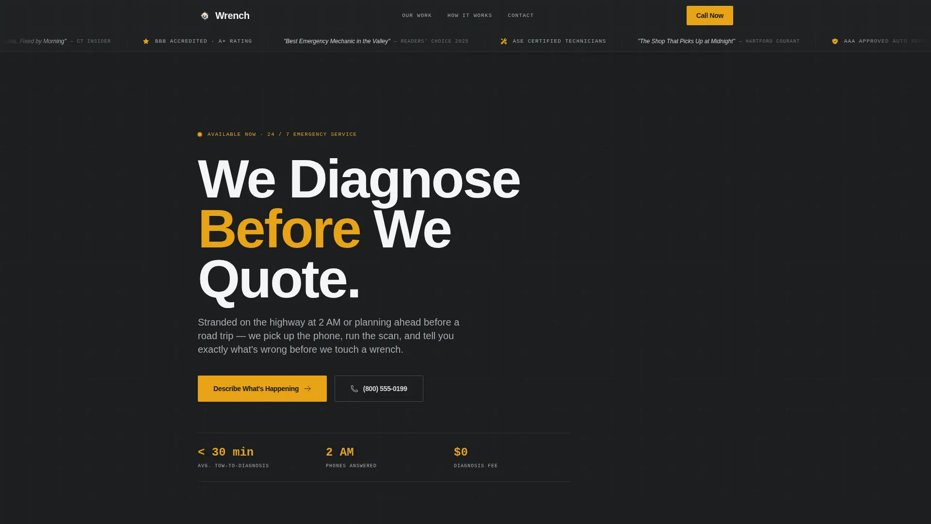 Emergency Auto Mechanic Landing Page Template
