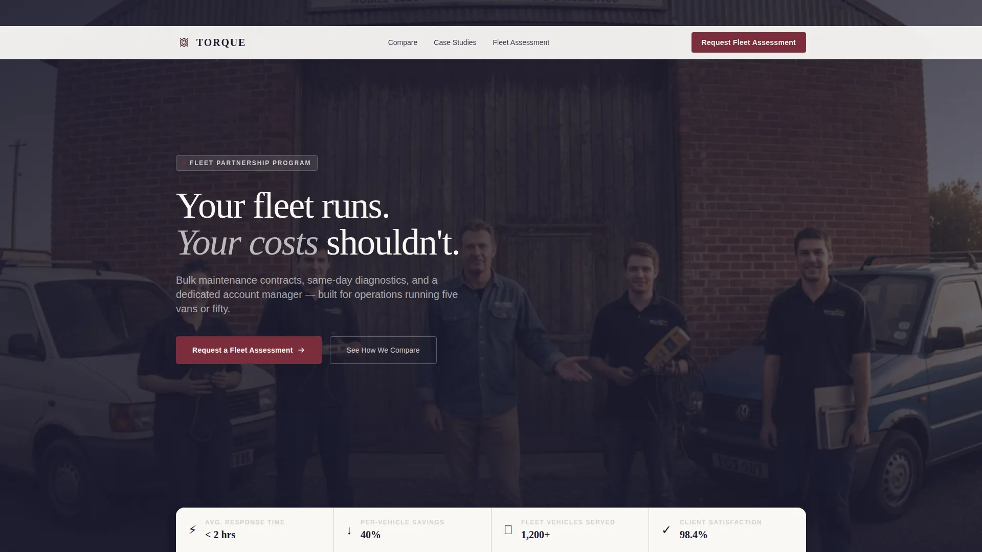 B2B Fleet Auto Mechanic Landing Page Template