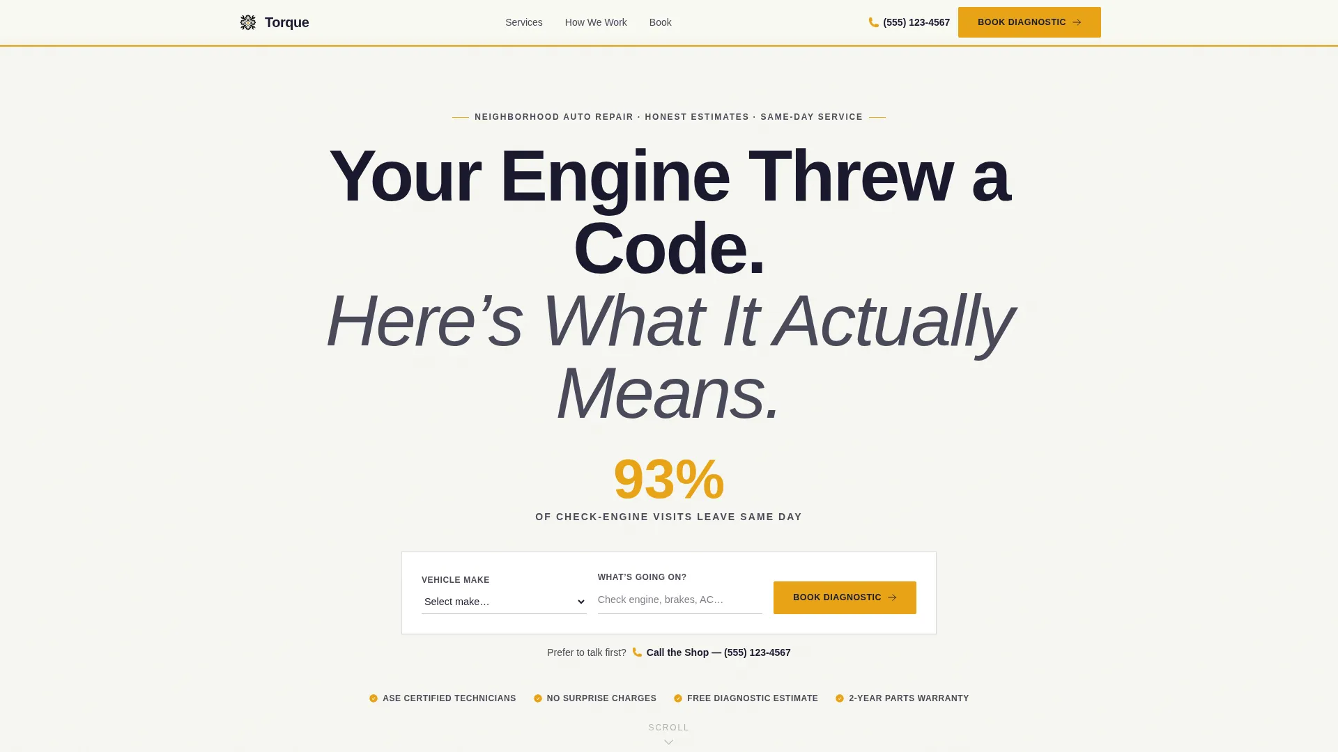 Licensed Auto Repair Landing Page Template