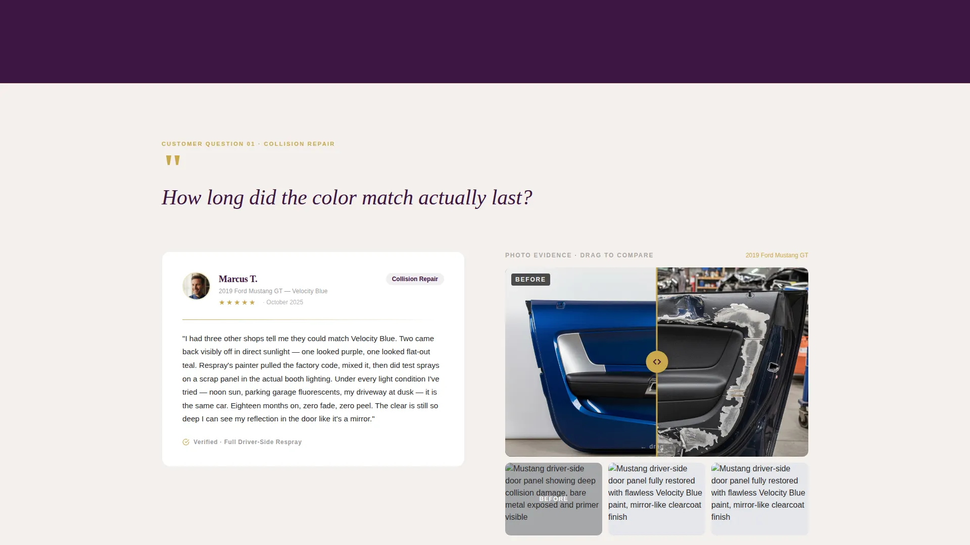 Automotive Painter Customer Review Landing Page
