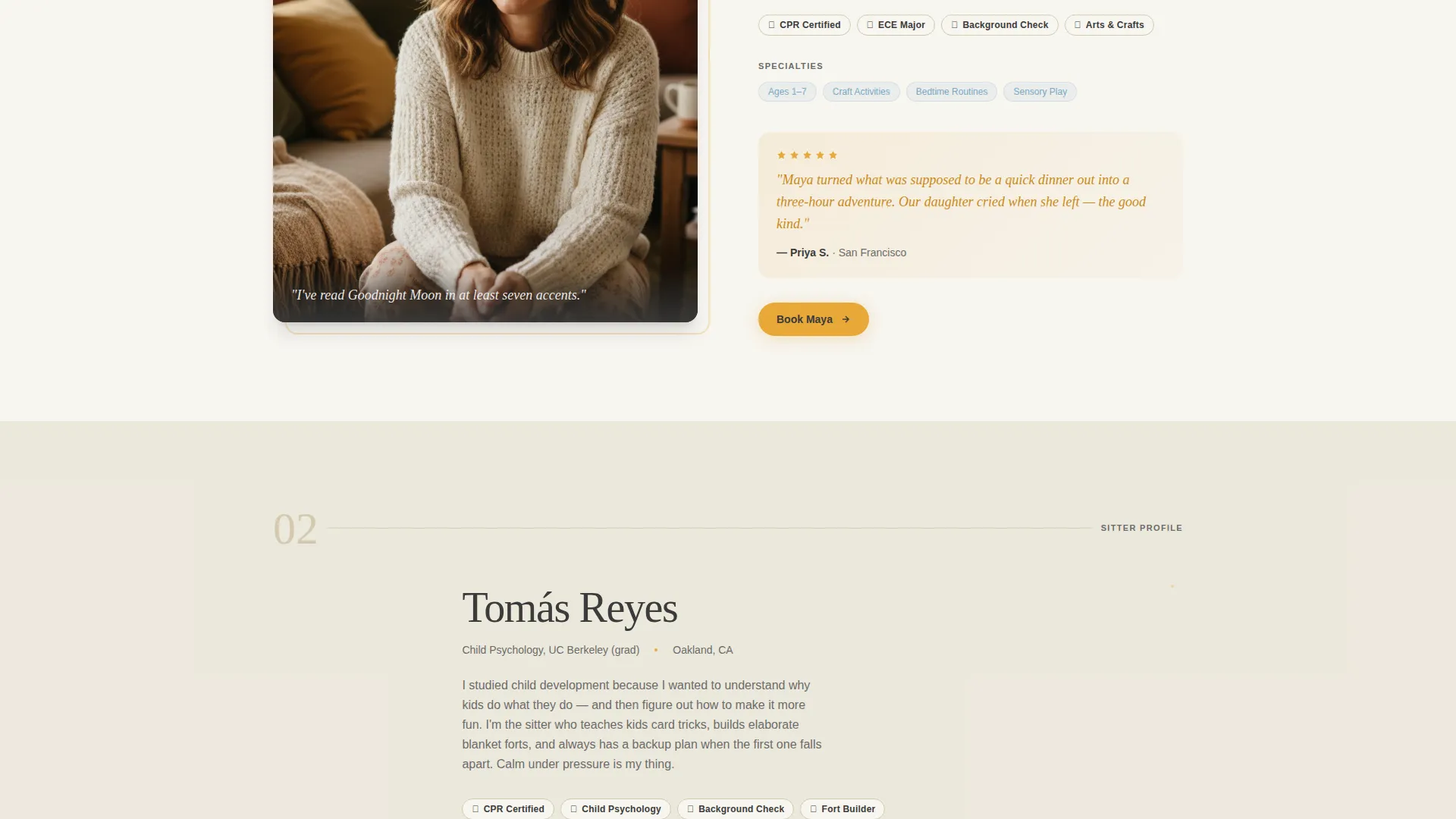Babysitter Landing Page Template for Childcare Teams