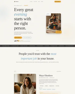 Babysitter Landing Page Template for Childcare Teams