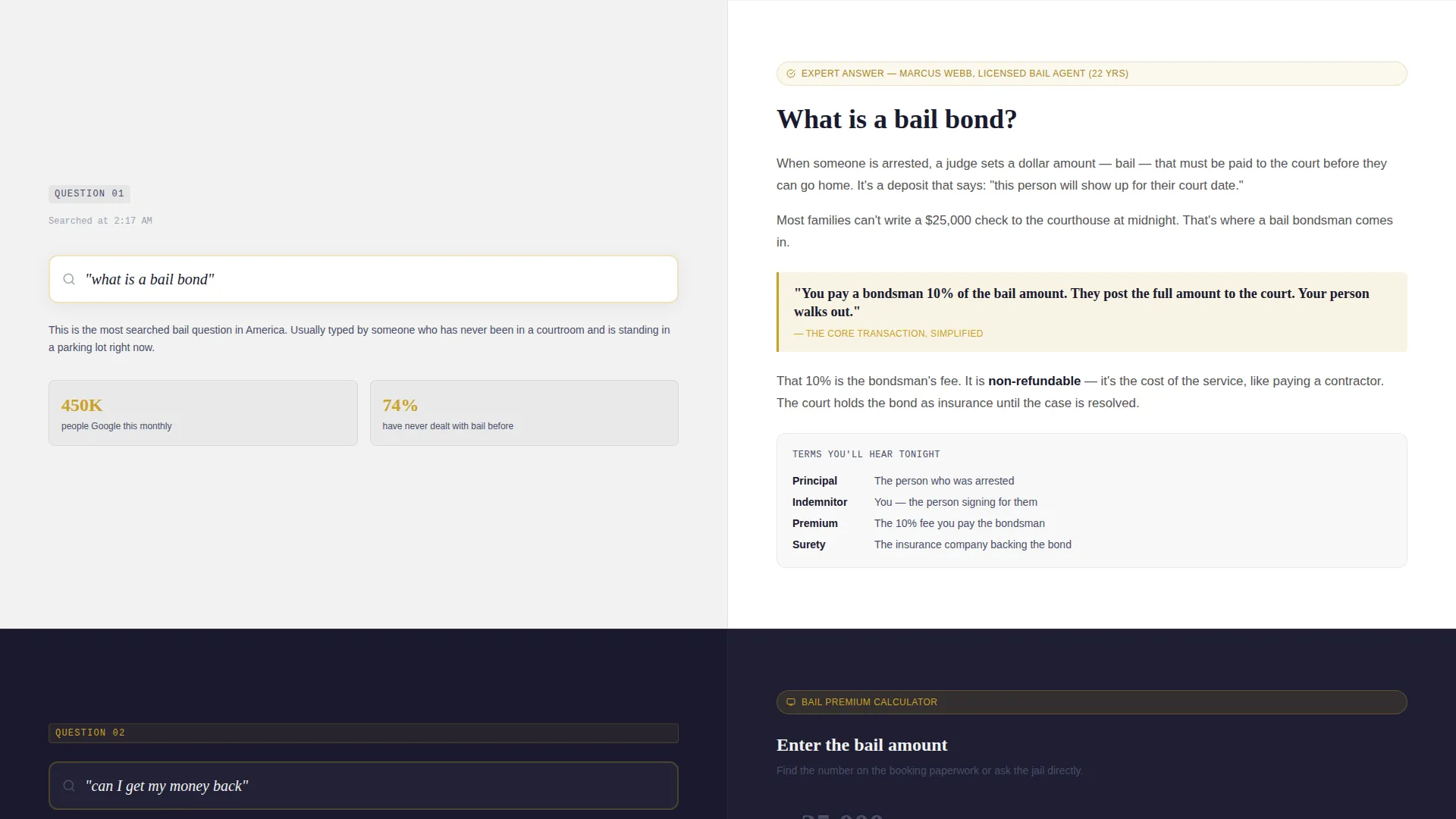 Bail Bondsman FAQ & Resource Landing Page Template