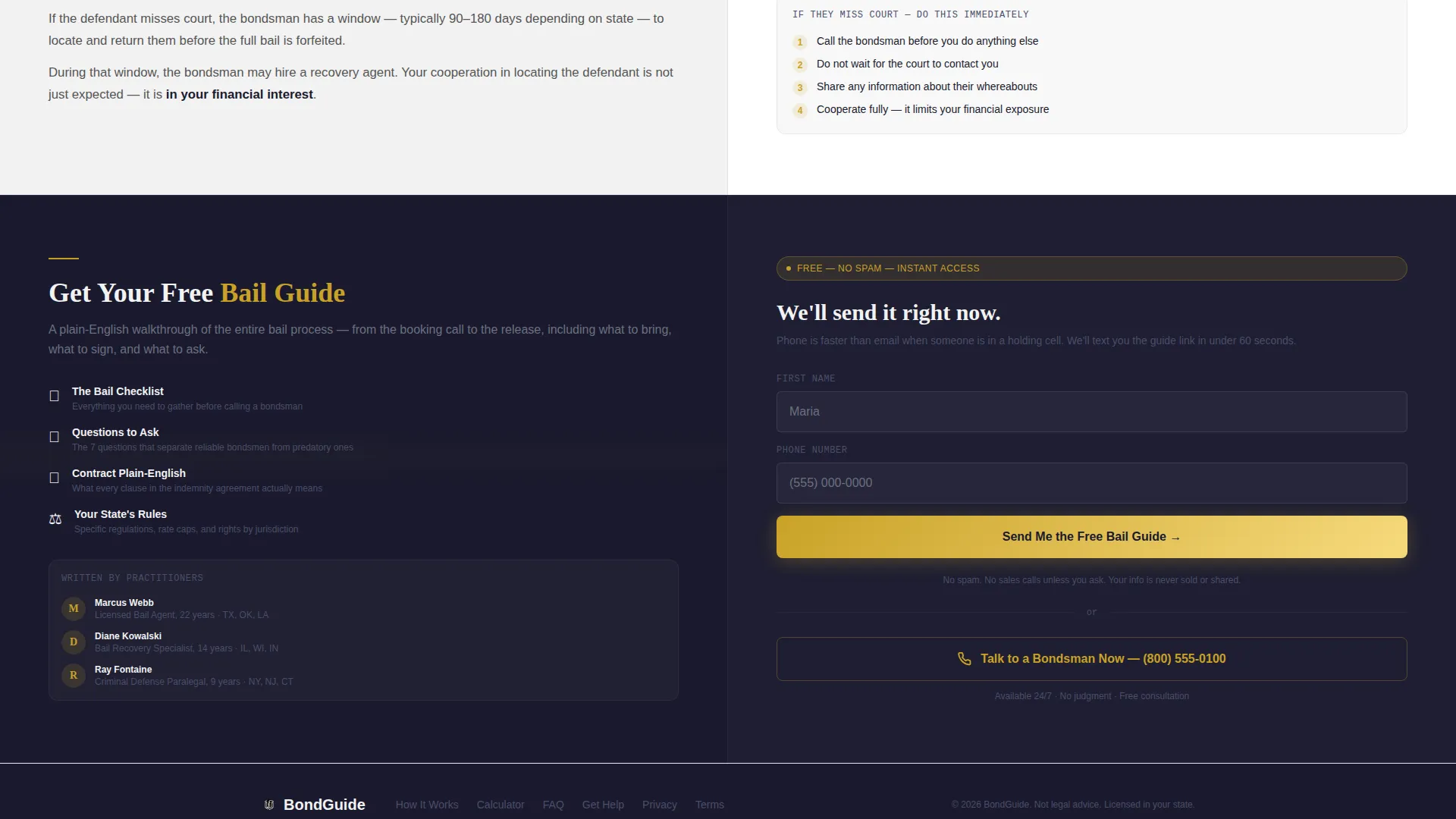 Bail Bondsman FAQ & Resource Landing Page Template