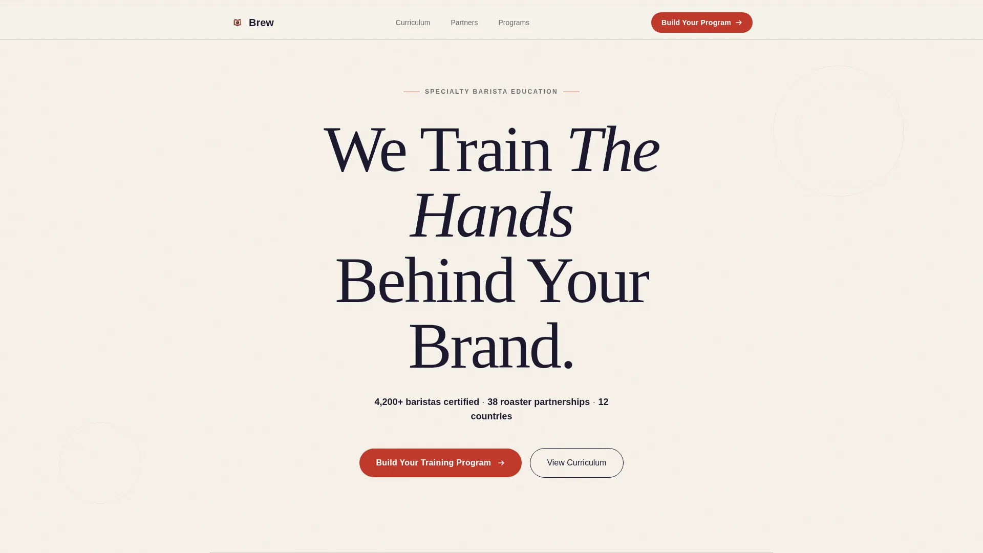 Barista Training Landing Page Template for B2B