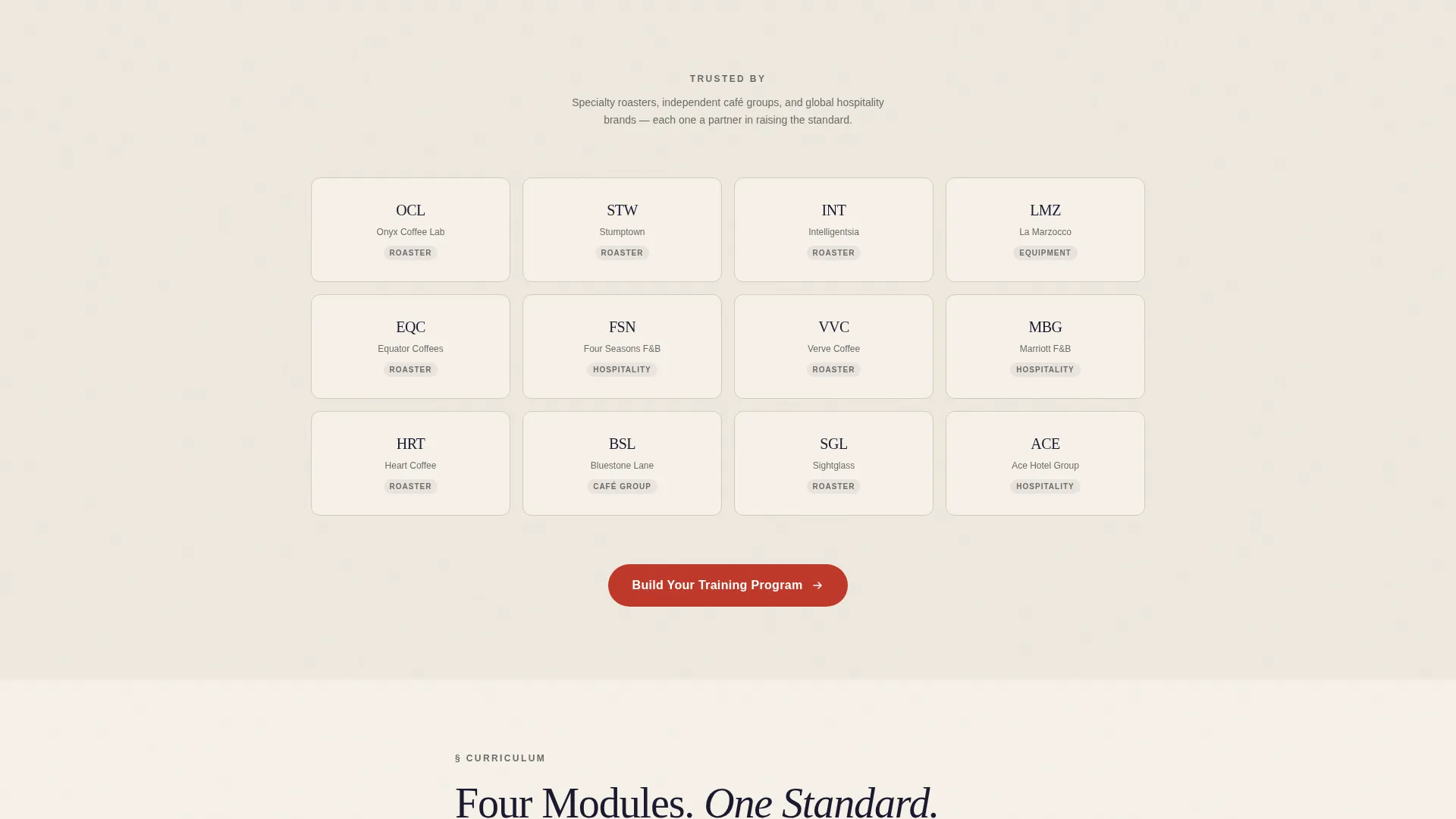 Barista Training Landing Page Template for B2B