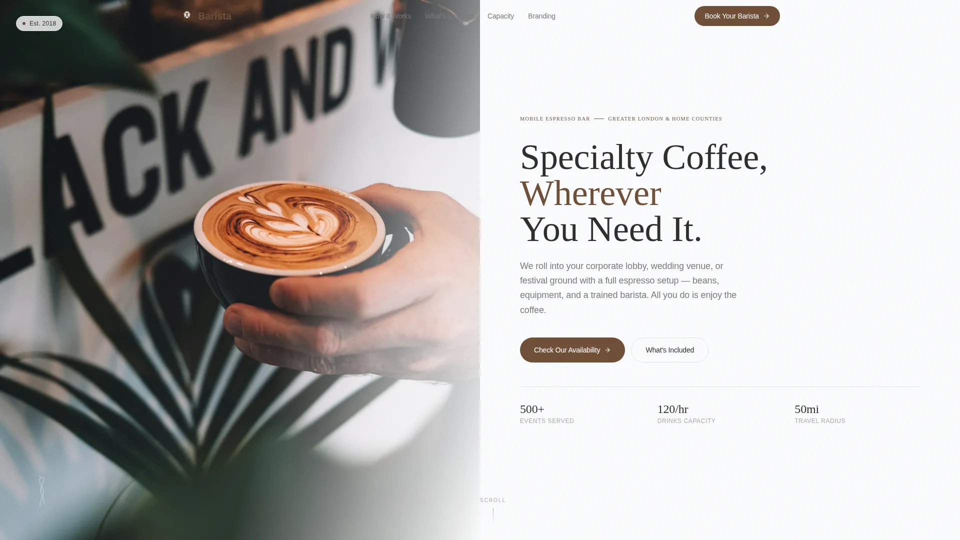 Mobile Espresso Bar Landing Page Template
