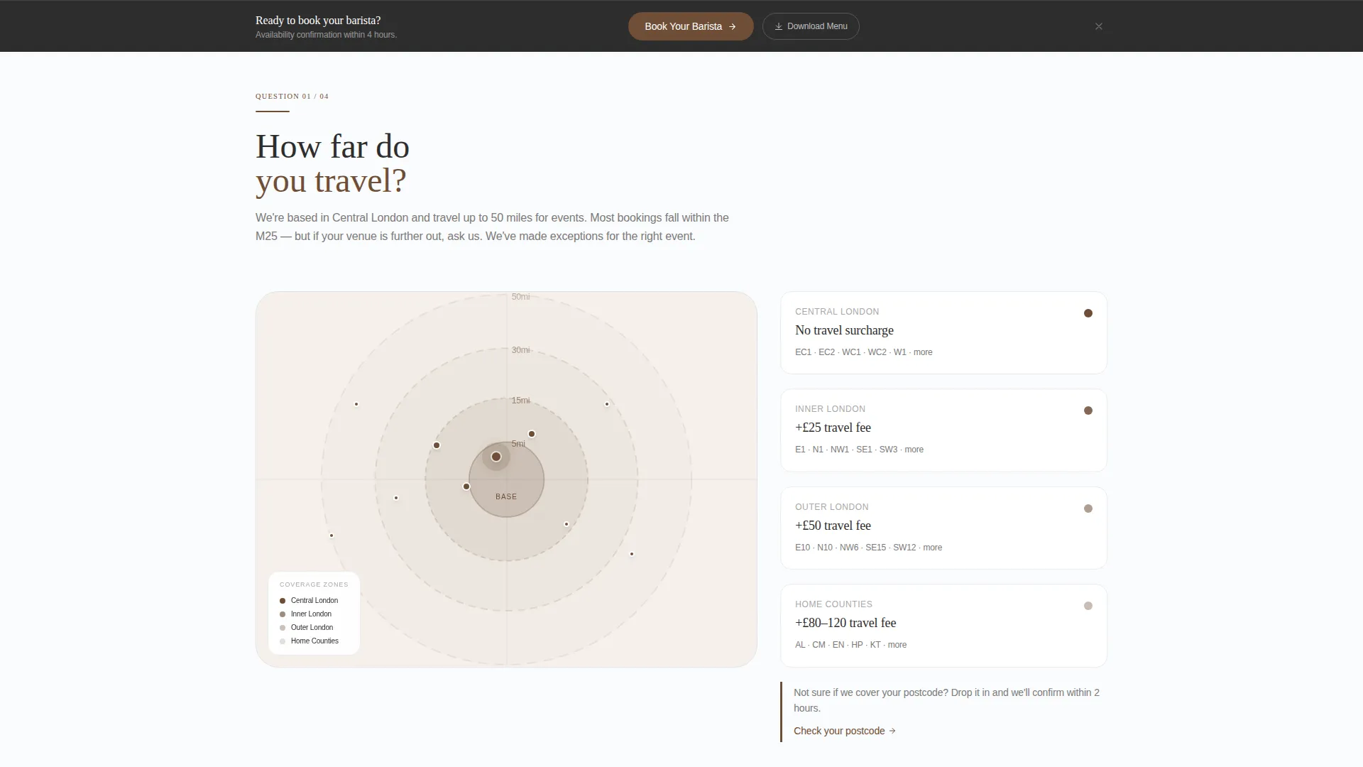 Mobile Espresso Bar Landing Page Template
