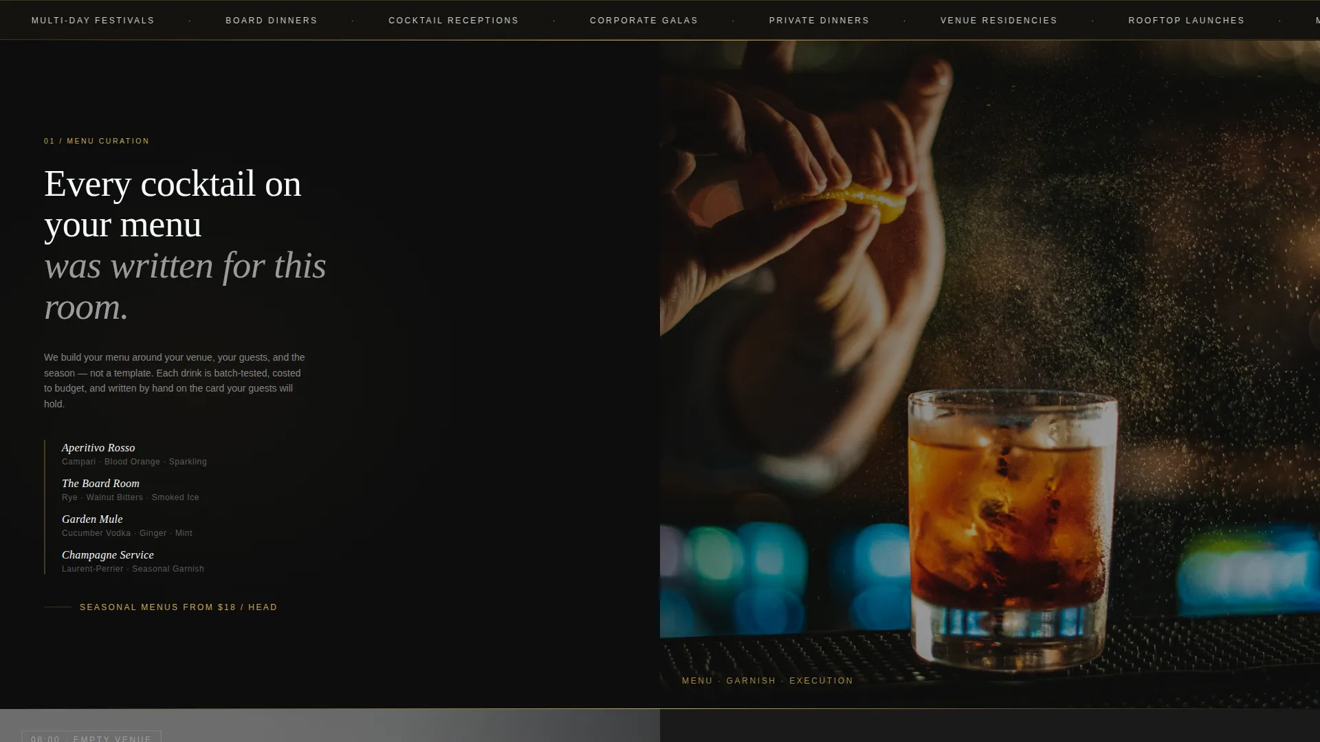 Elite Bartender Booking Landing Page Template