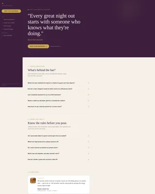 Bartender FAQ & Booking Landing Page Template