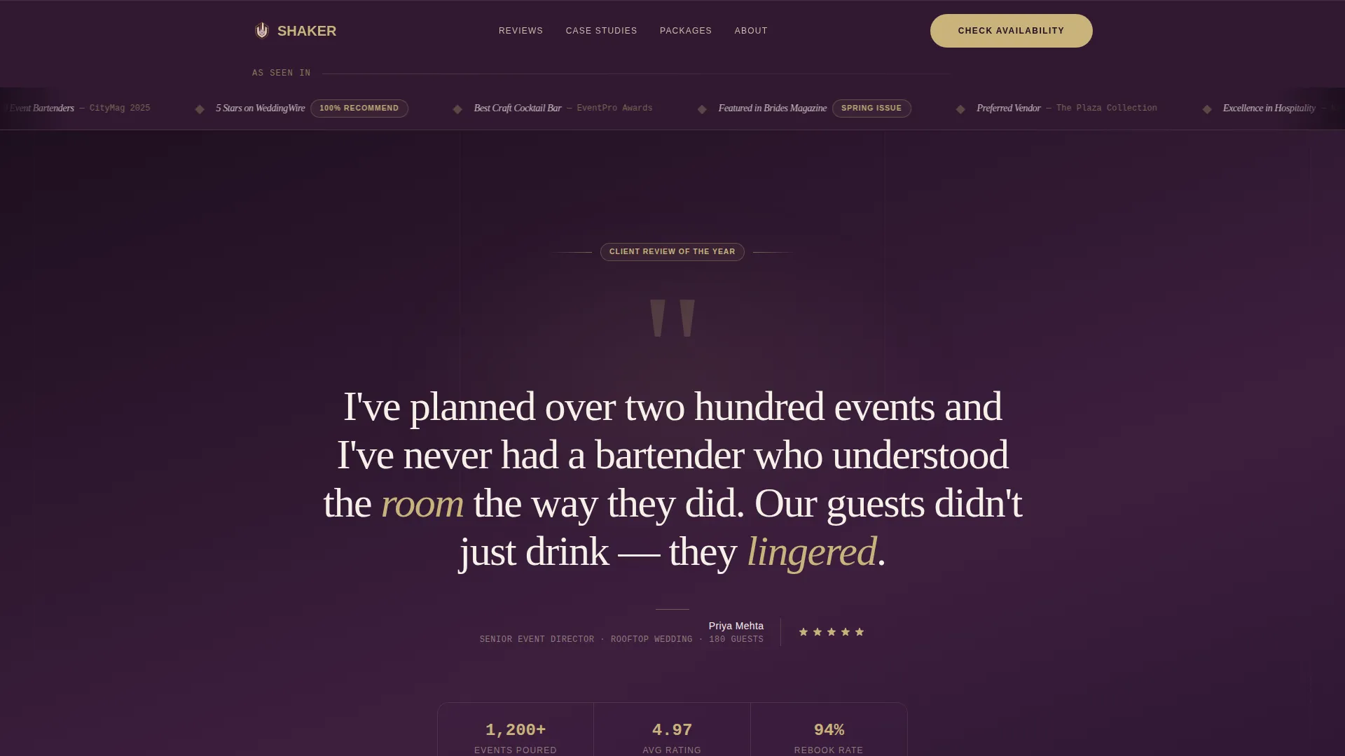 Bartender Reviews & Testimonials Landing Page