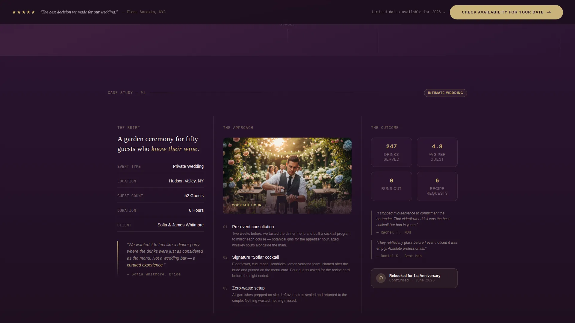 Bartender Reviews & Testimonials Landing Page