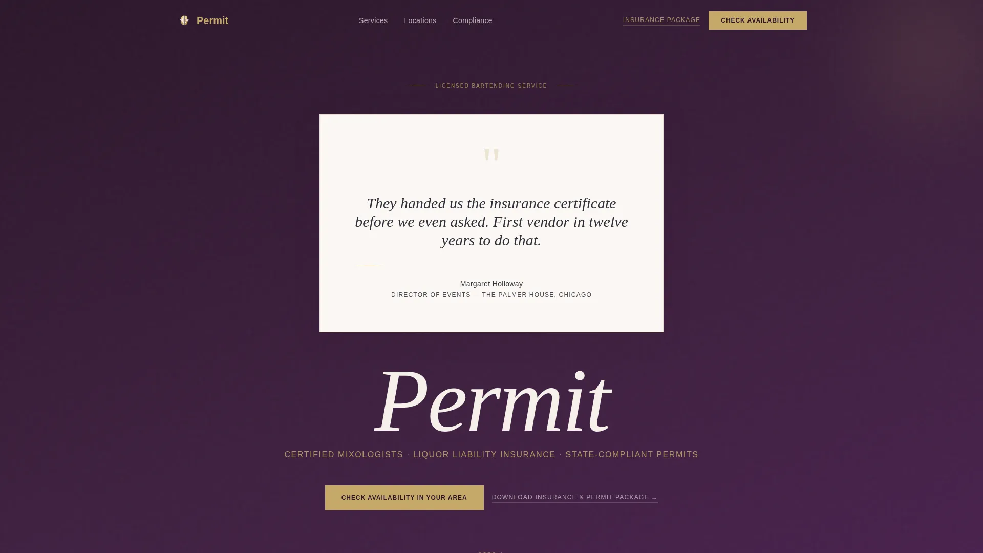 Bartender Service Area Landing Page Template