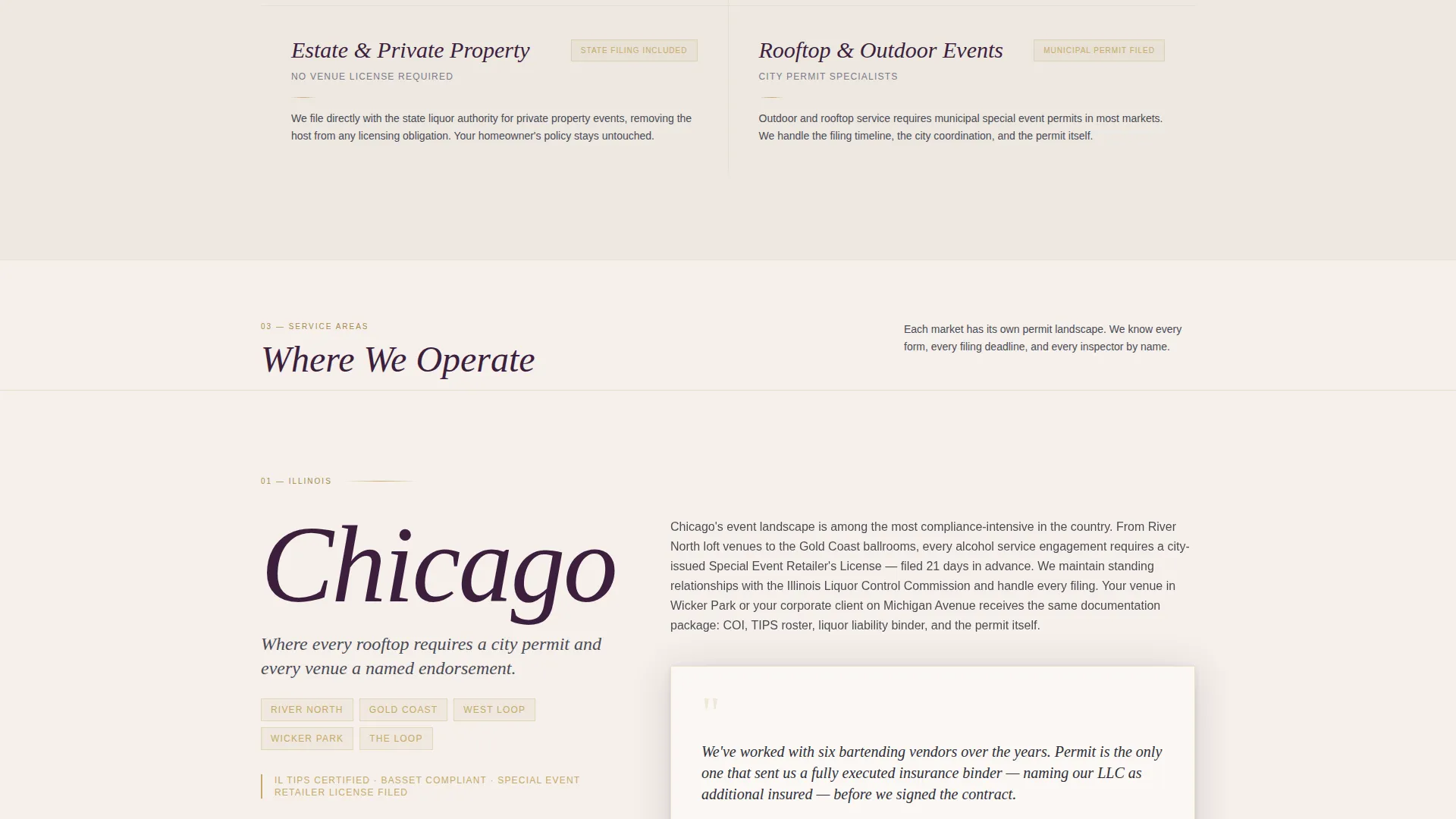 Bartender Service Area Landing Page Template