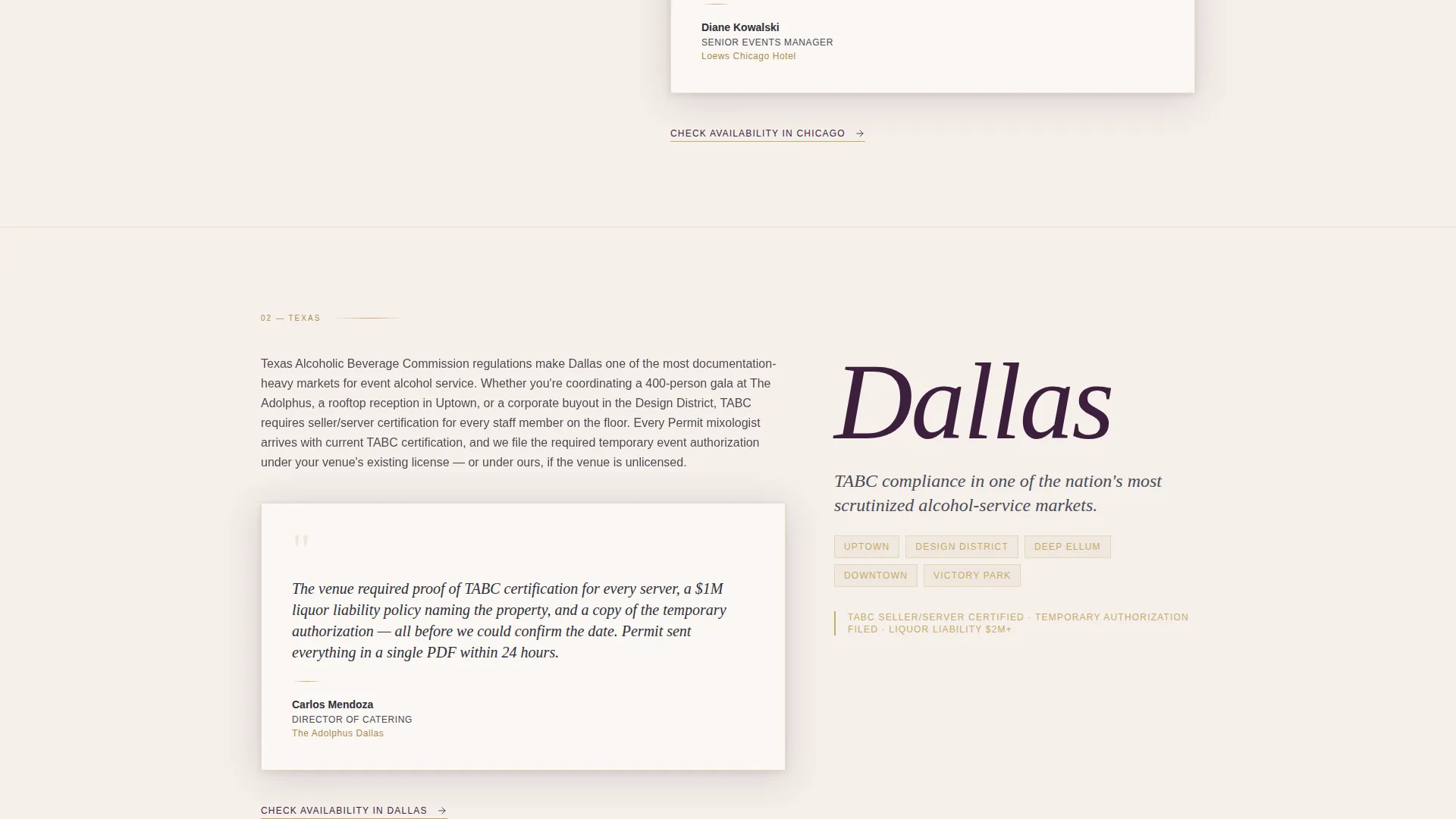 Bartender Service Area Landing Page Template