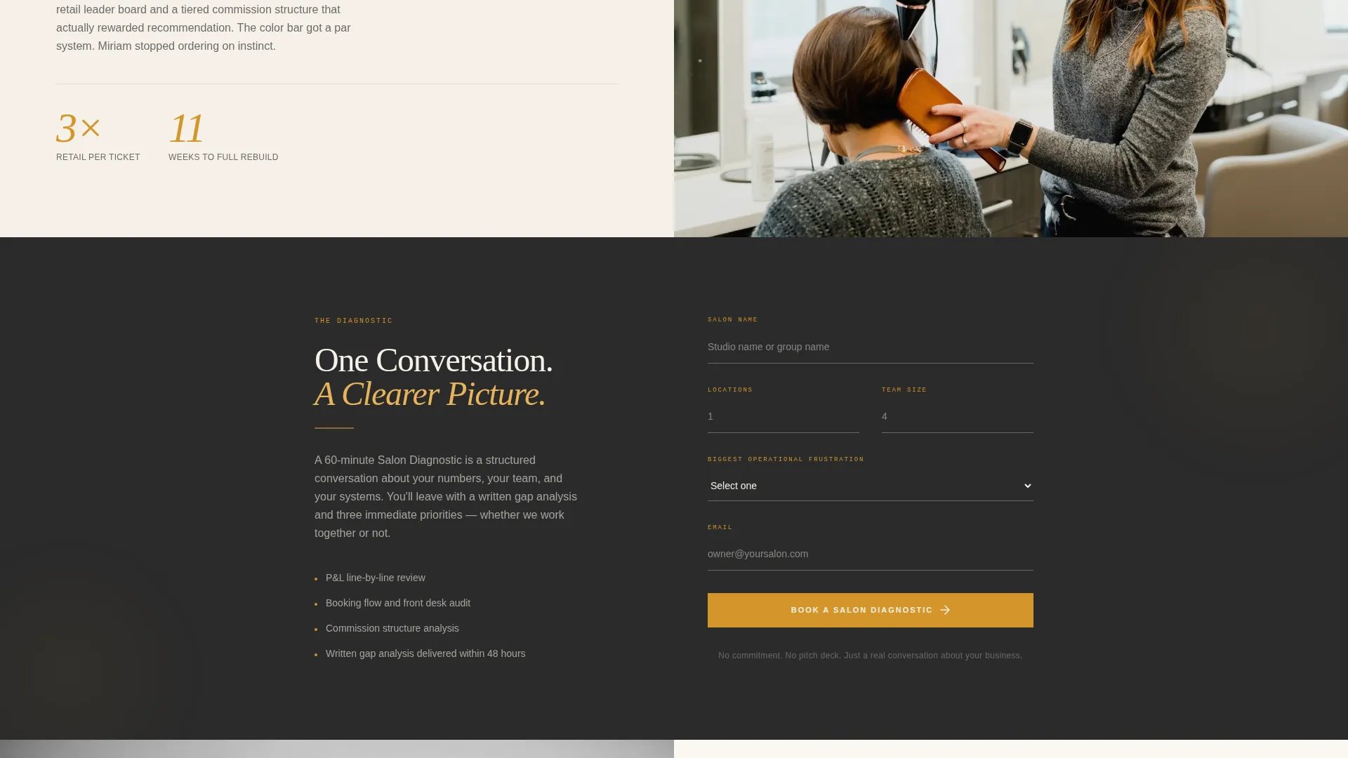 Editorial Salon Operations Consultant Landing Page