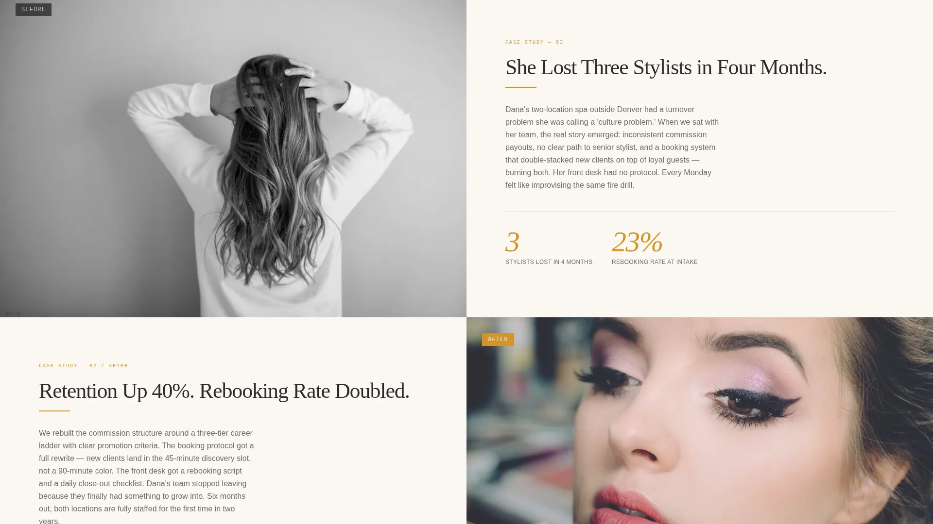 Editorial Salon Operations Consultant Landing Page