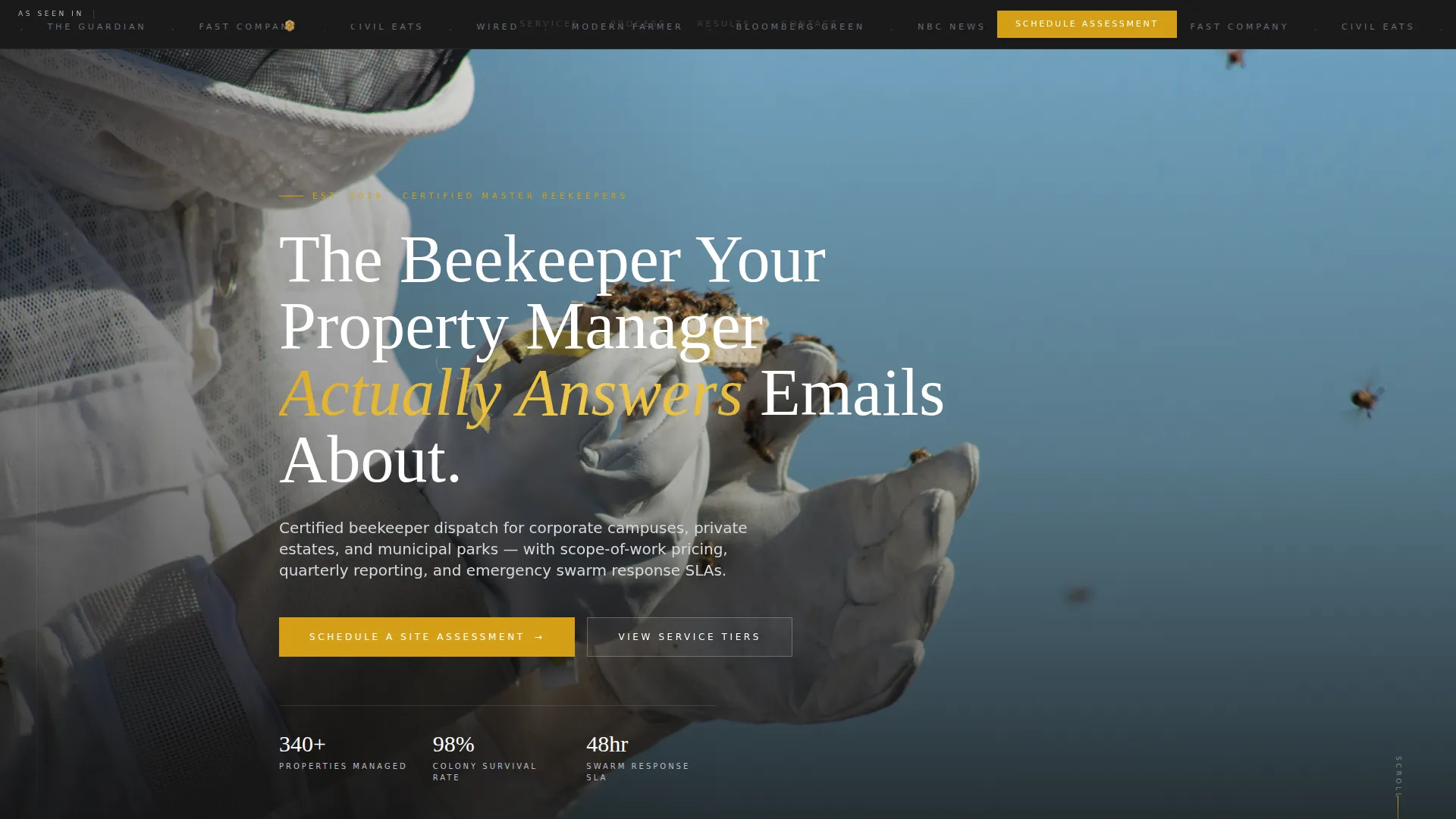 Beekeeper Booking Landing Page Template
