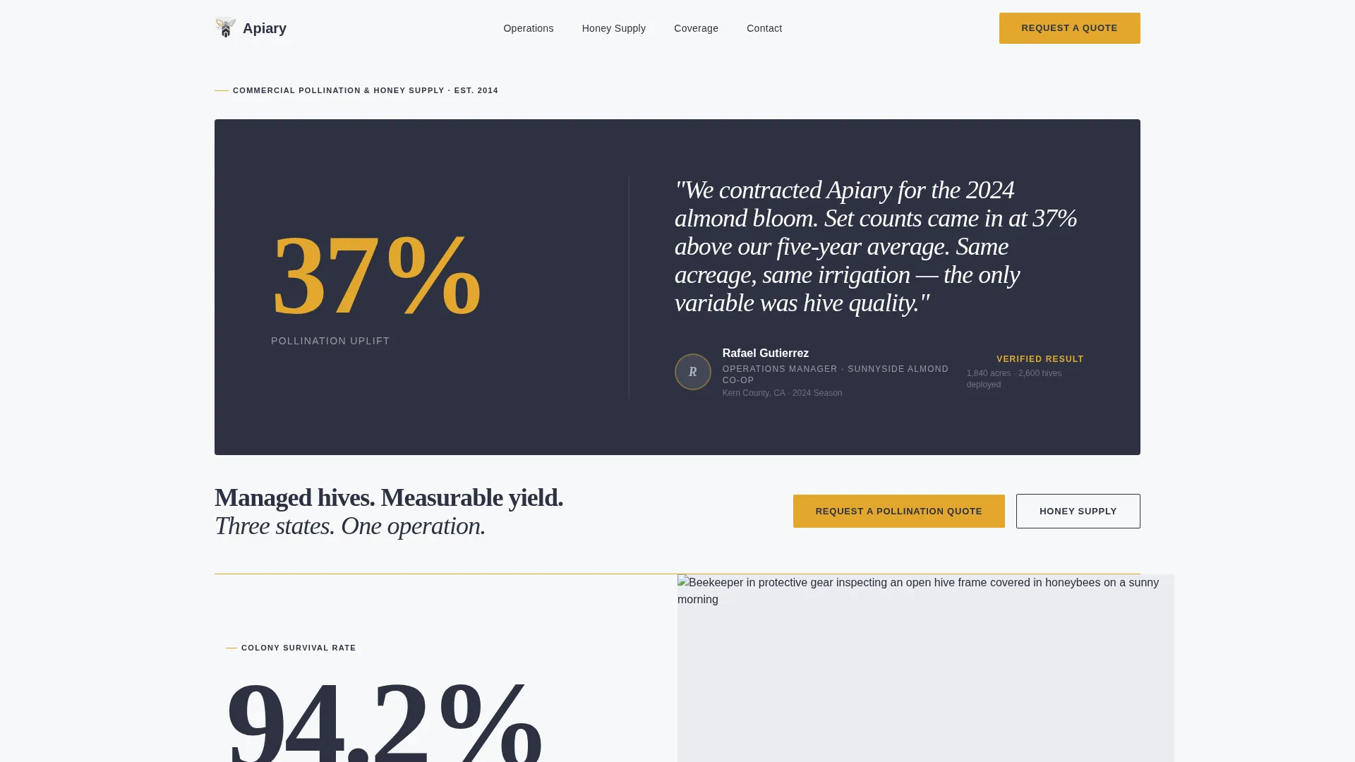 Commercial Beekeeper B2B Landing Page Template